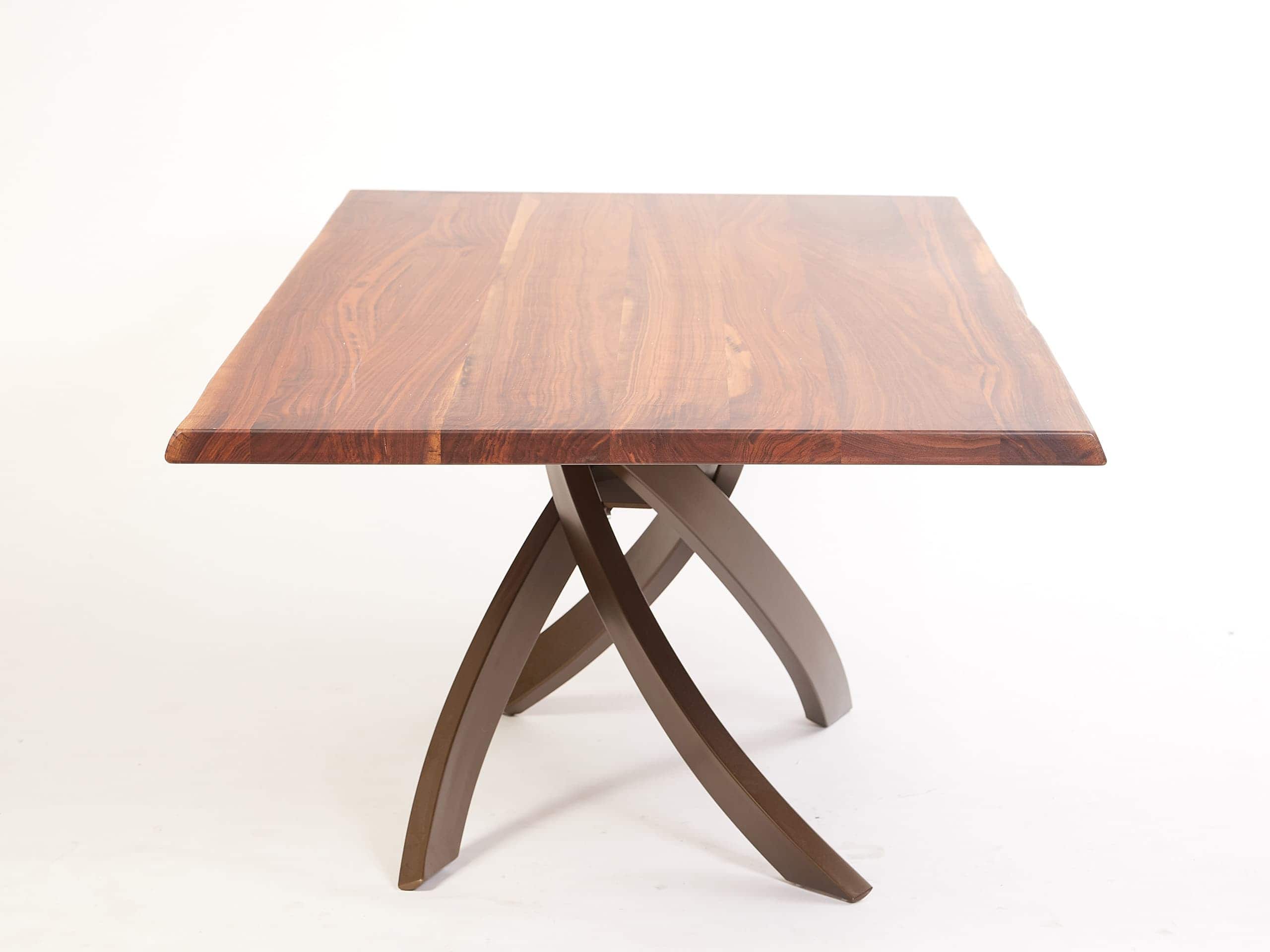 Bontempi Artistico Dining Table Walnut Top Lacquered Metal Legs - Side View