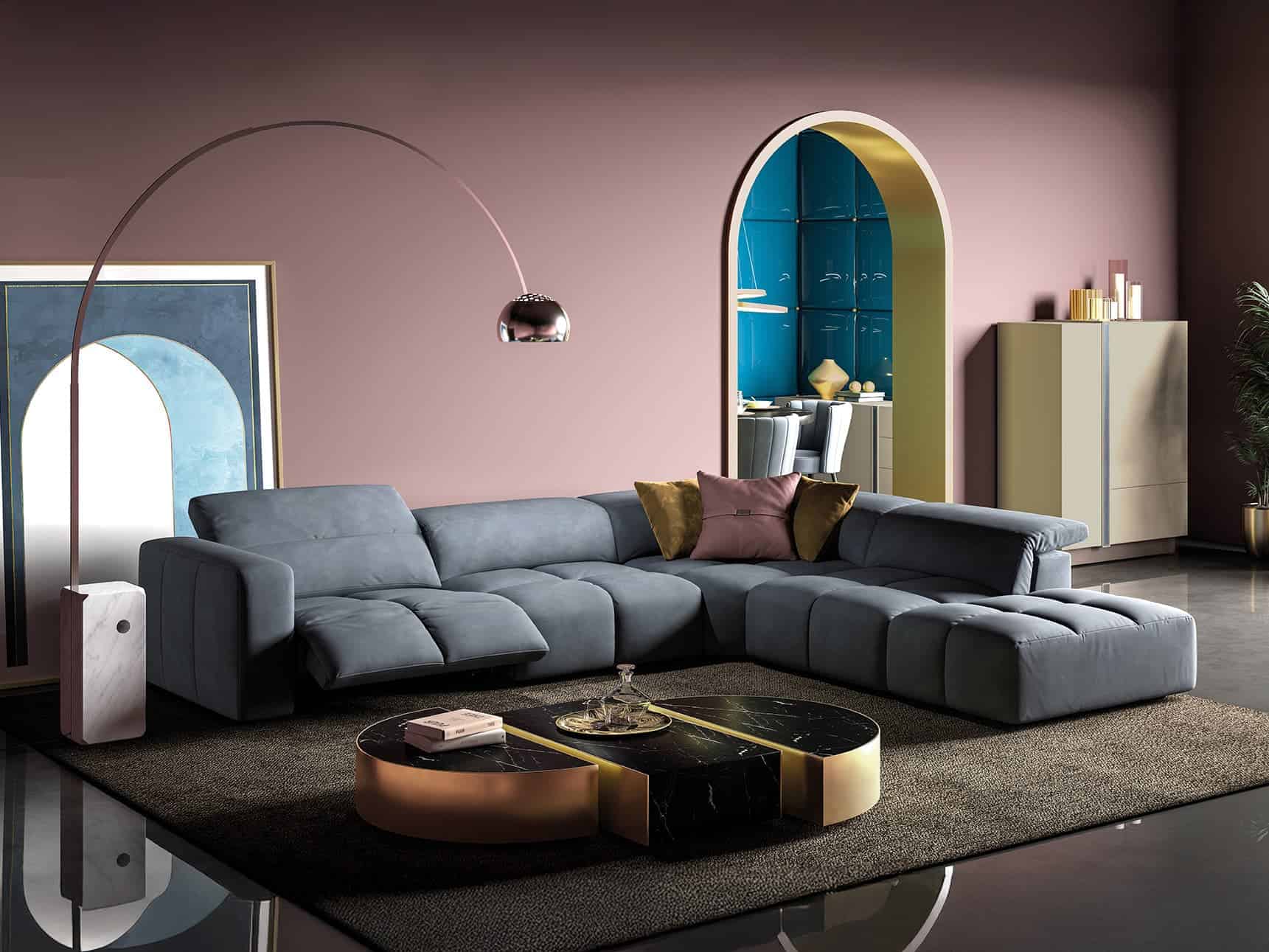 Estro Milano Madison 5pc Sectional Blue Pacific -lifestyle