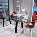 calligaris levante ext table clear glass and matt grey frame