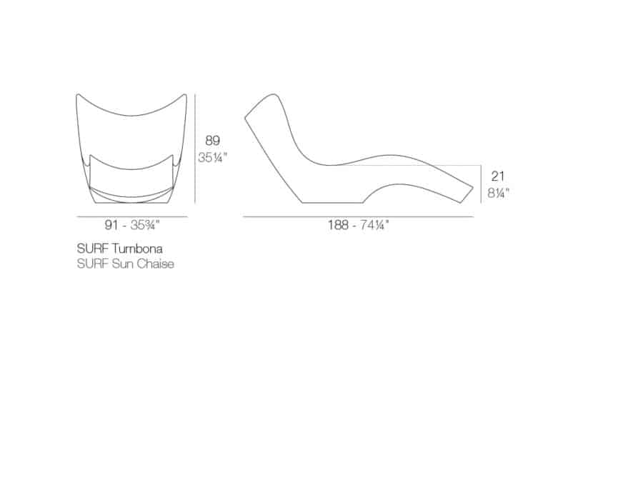 Vondom - Surf sun lounge - dimensions