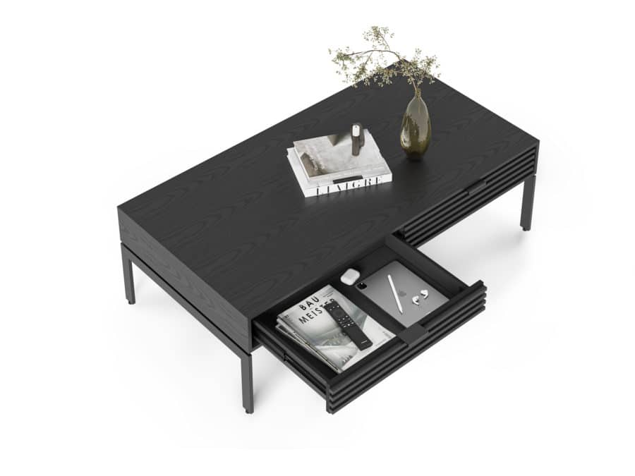 BDI Cora Coffee Table 1172 Ebonized Ash modern wood occasional table open drawer display