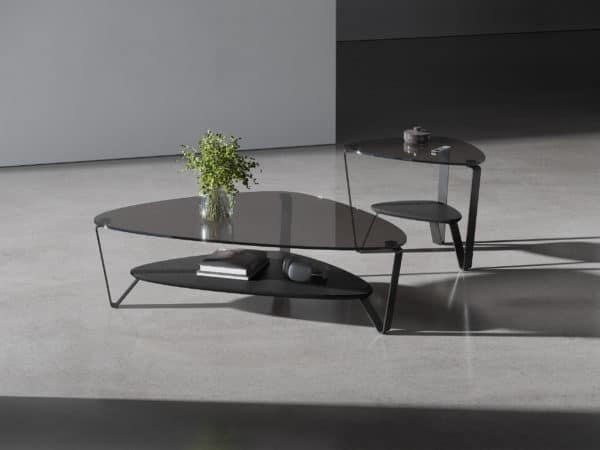 BDI Dino Large Coffee Table 1363 & End Table 1367 Ebonized Ash contemporary coffee tables