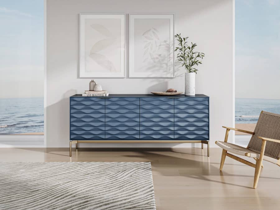 BDI Ripple credenza 7629 Ocean brushed Brass modern storage cabinet