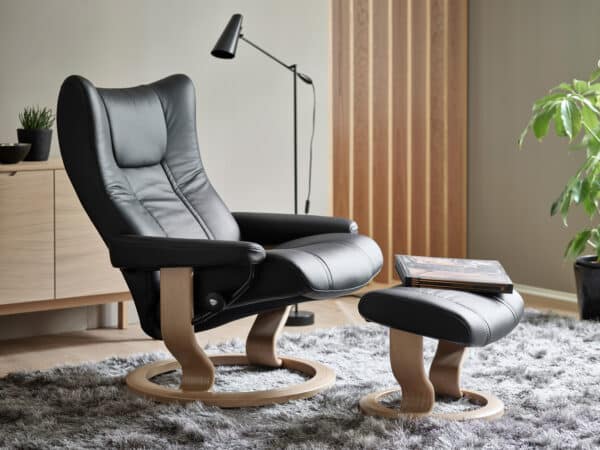 Stressless Wing Chair with Ottoman