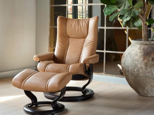 Stressless Wing Chair with Ottoman