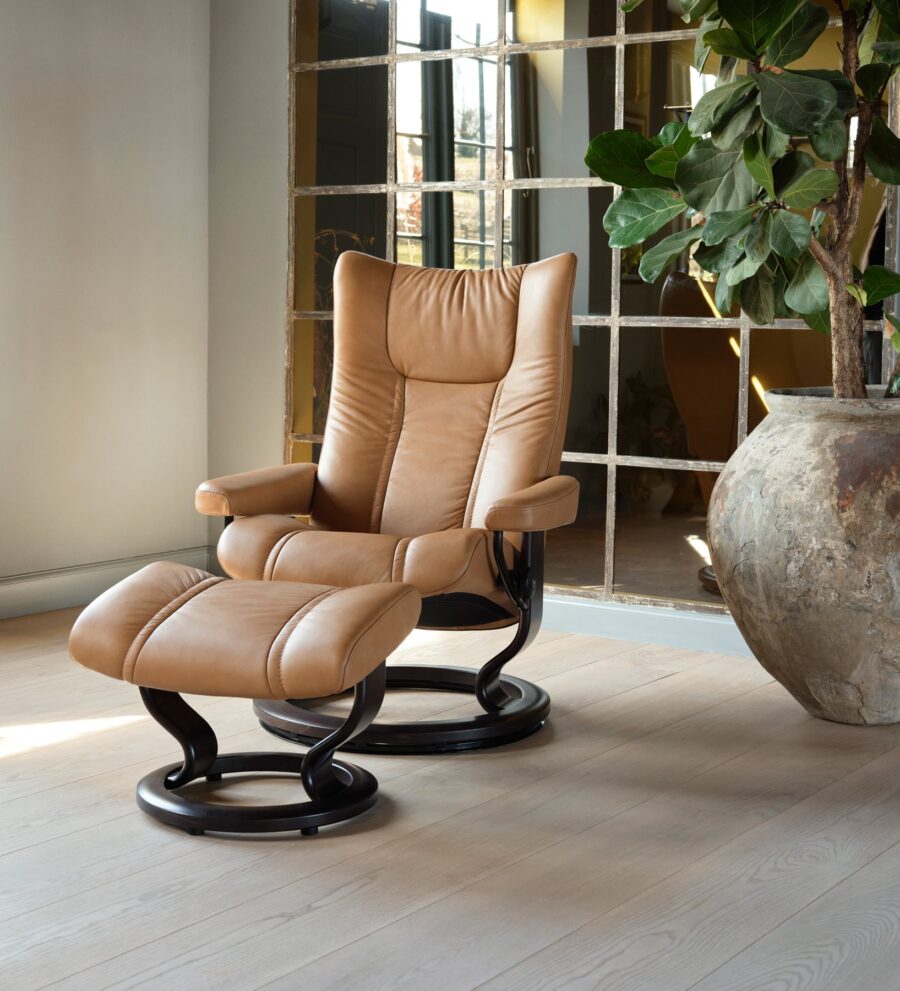 Stressless Wing Chair with Ottoman