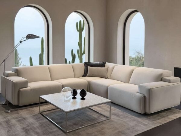 Natuzzi Italia Iago 5pc Power Reclining Sectional Warm Light Grey
