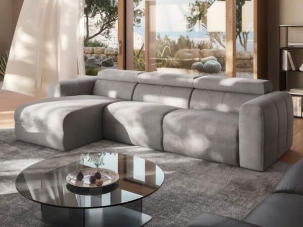 Natuzzi Italia - Balance 3030 Chaise Sofa Cool Grey
