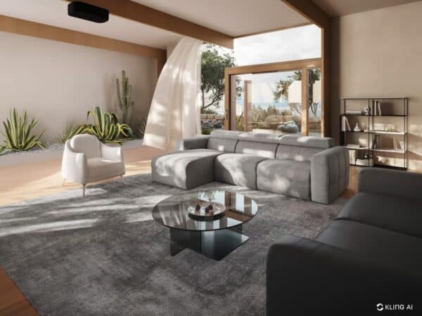 Natuzzi Italia - Balance 3030 Chaise Sofa Cool Grey - room view