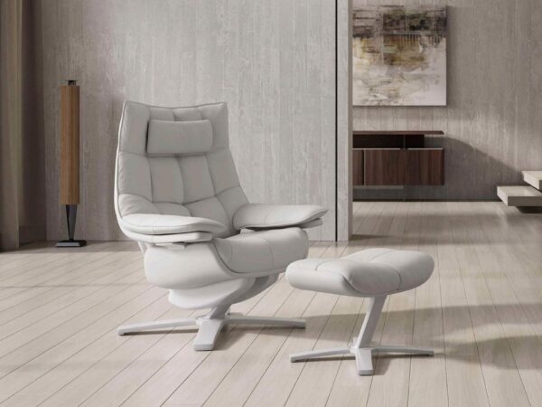 Natuzzi Italia Re-vive Quilted Recliner with ottoman