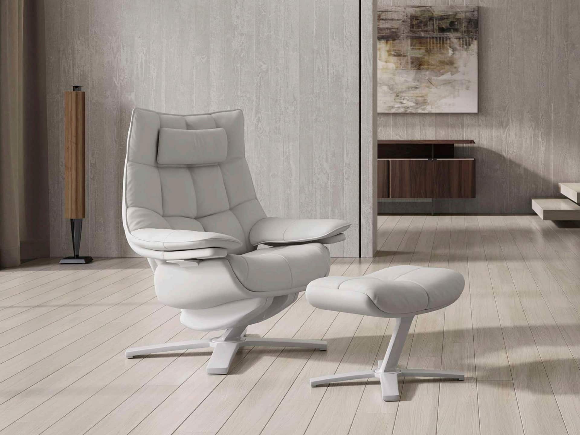 Natuzzi Italia Re-vive Quilted Recliner with ottoman