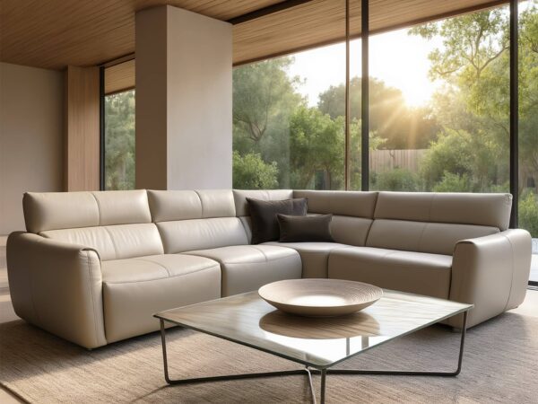 Natuzzi Italia Galaxy 4pc Power Sectional light grey