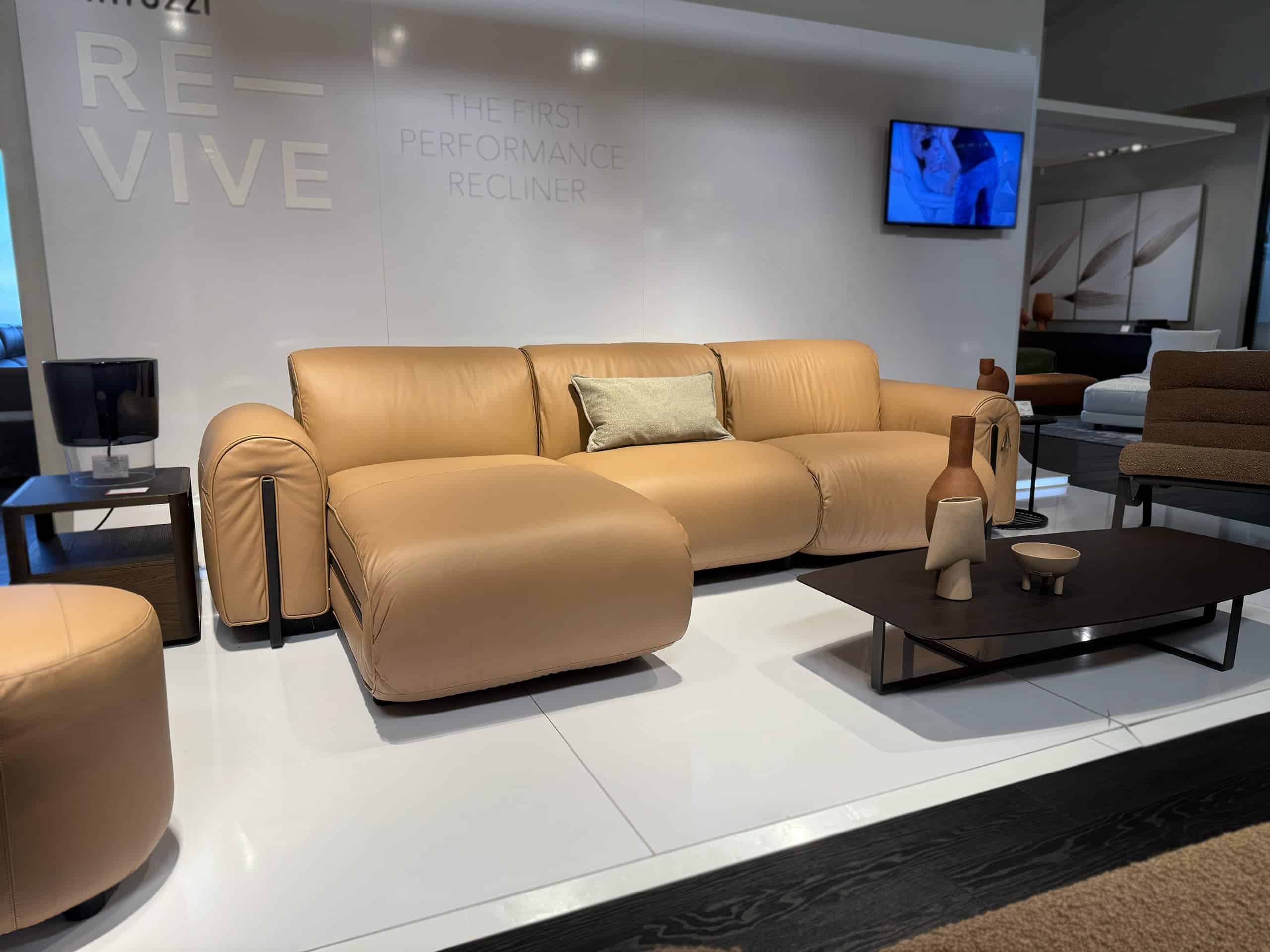 Natuzzi Italia Colle Chaise Sofa - Furnitalia | Luxury in Camel