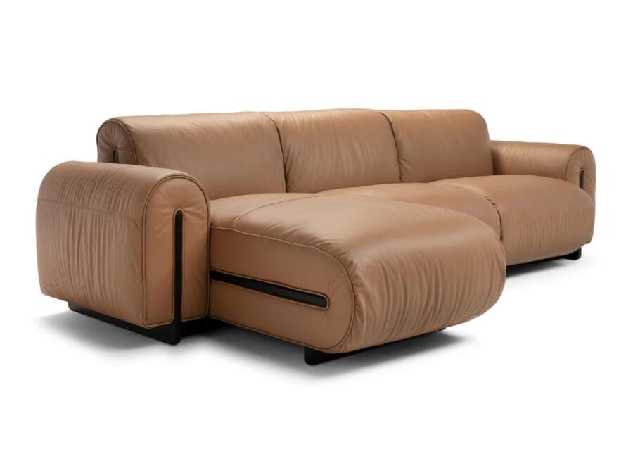 Natuzzi Italia Colle Chaise Sofa Camel