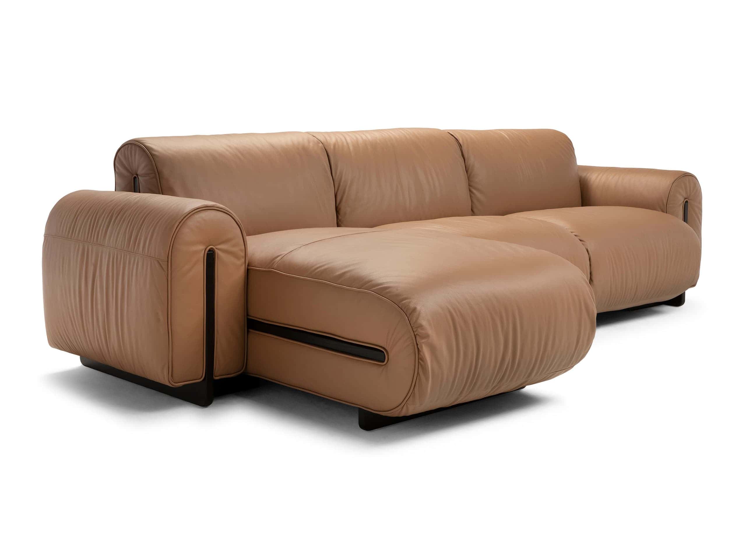 NATUZZI ITALIA オットマン焦茶2 Natuzzi Italia Colle Chaise Sofa - Furnitalia | Luxury in Camel