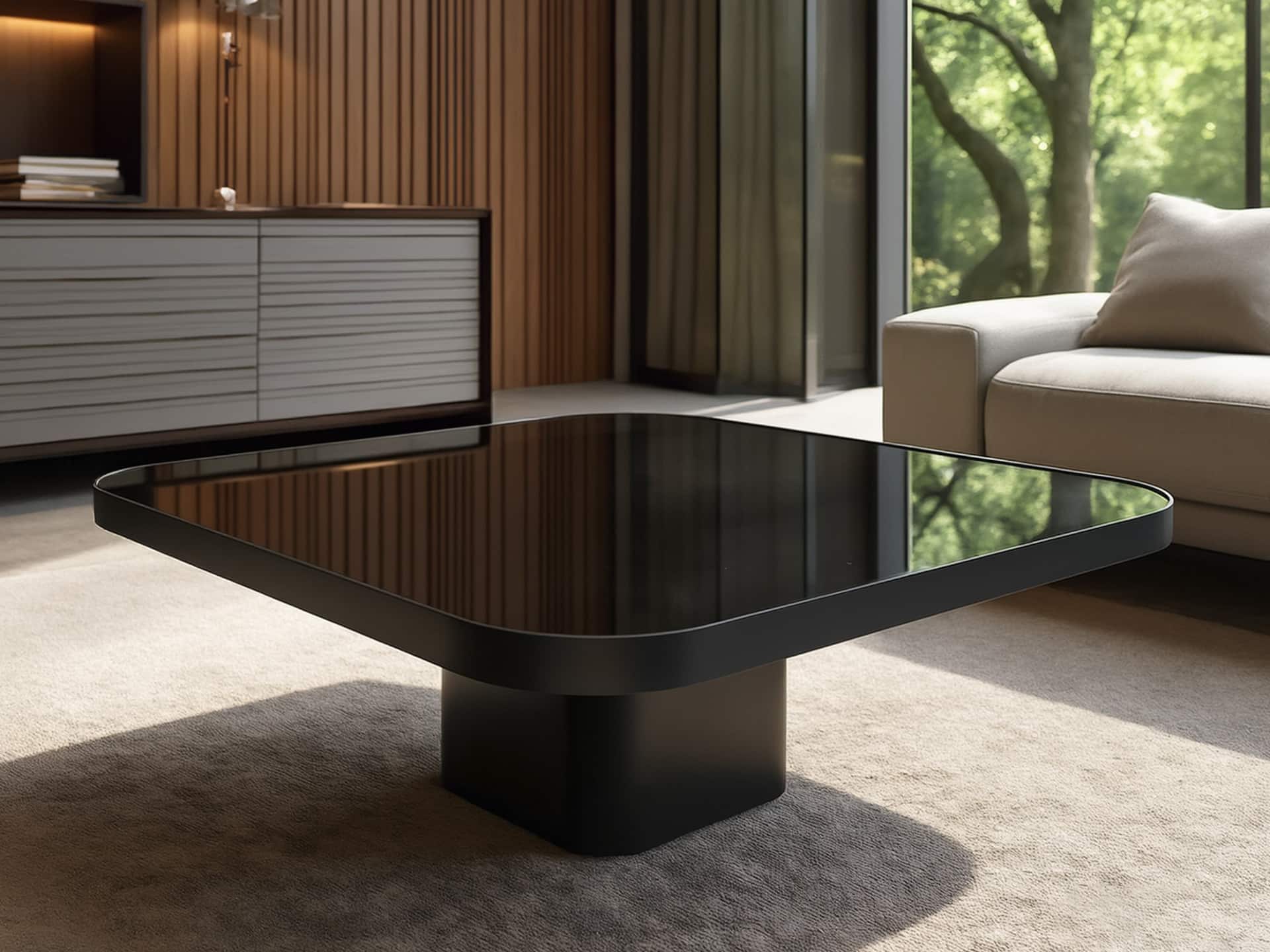 Estro Milano Spazio Coffee Table Smoked Glass Titanium Base