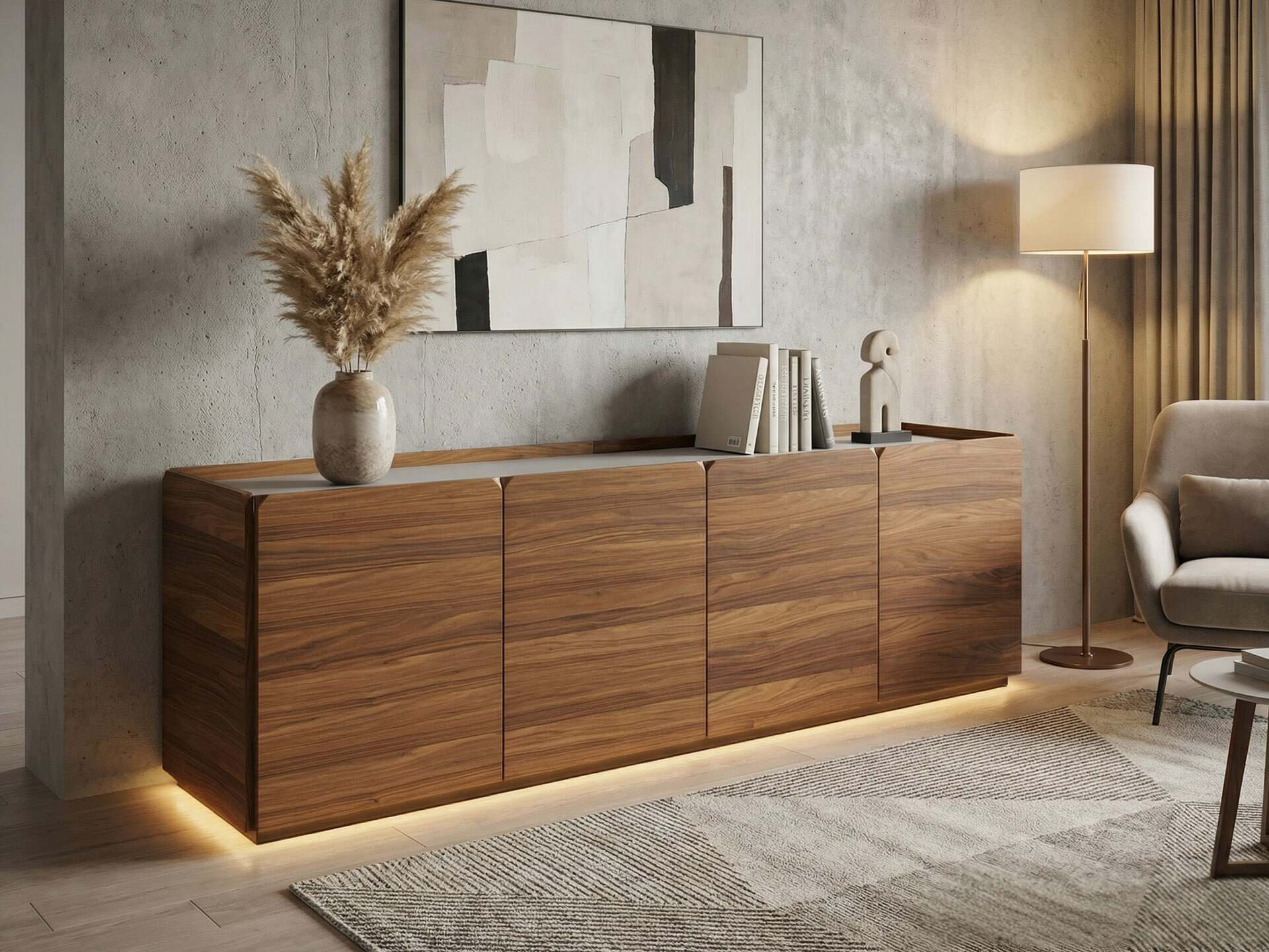 Bontempi Pica 4-door Sideboard Walnut - Furnitalia | Modern
