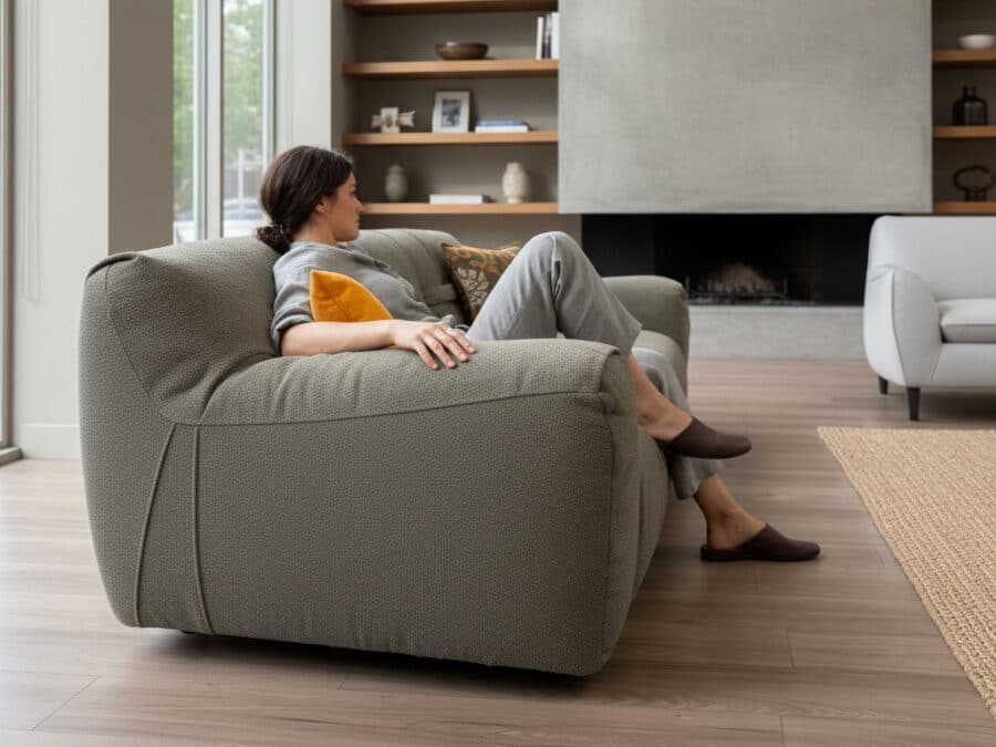 Natuzzi Italia Argo Sofa Mud Color Fabric - contextual view