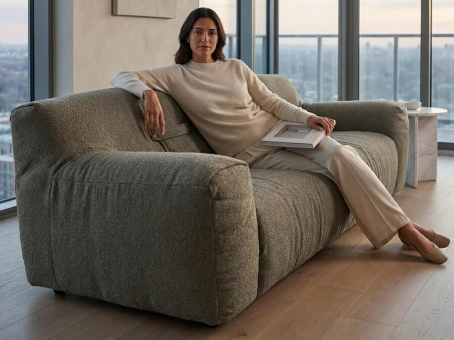 Natuzzi Italia Argo Sofa Mud Color Fabric - in use view