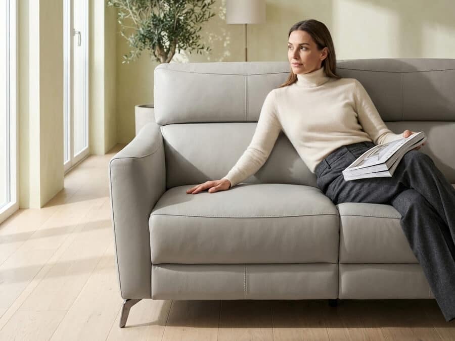 Natuzzi Italia Stan Power loveseat Taupe - in use