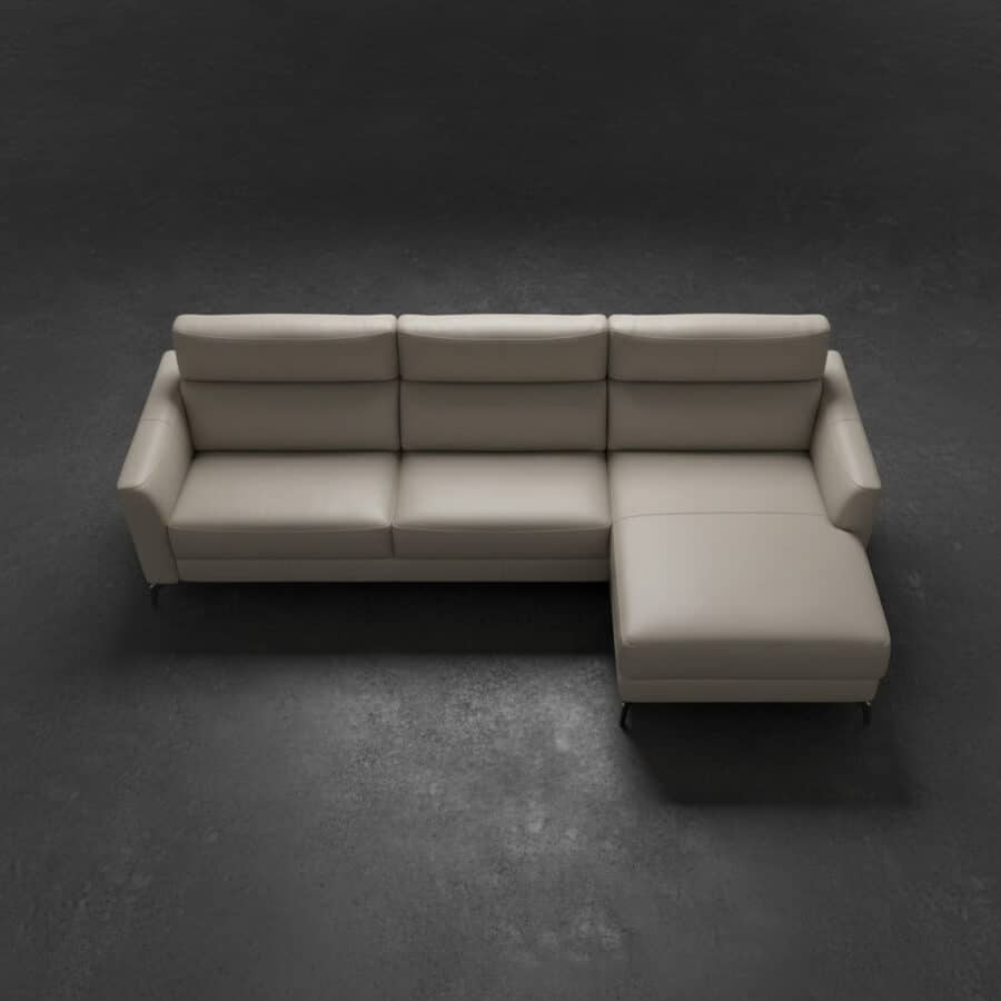 Natuzzi Italia Stan Power sofa with Chaise Cement - flatlay