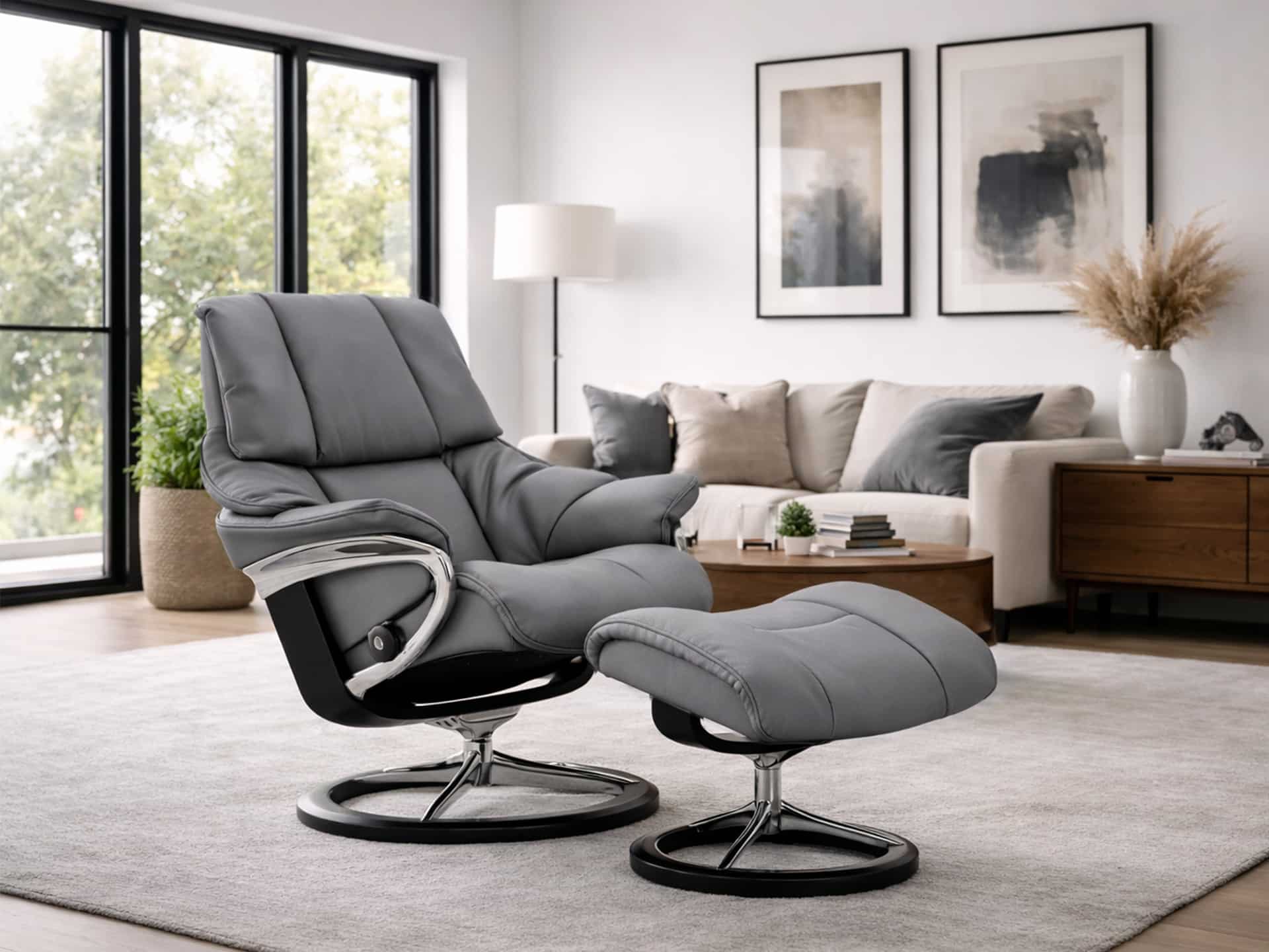 訳あり特価 2024年製 Stressless Reno スツール Stressless® Reno Signature Recliner with Ottoman - Furnitalia