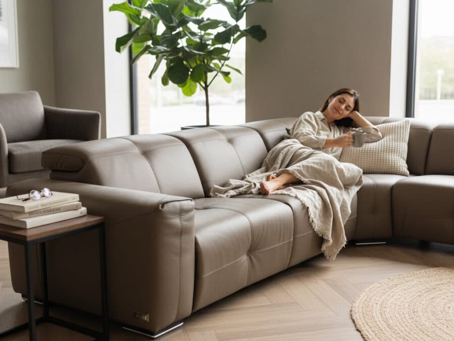 Estro Milano - Milano 5pc Leather Power Sectional Mud - contextual view