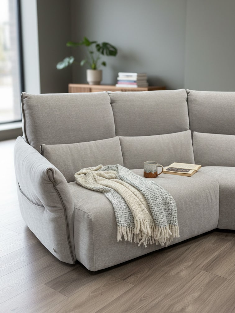 Natuzzi Italia Wellbe 4pc Power Sectional Tan -- contextual