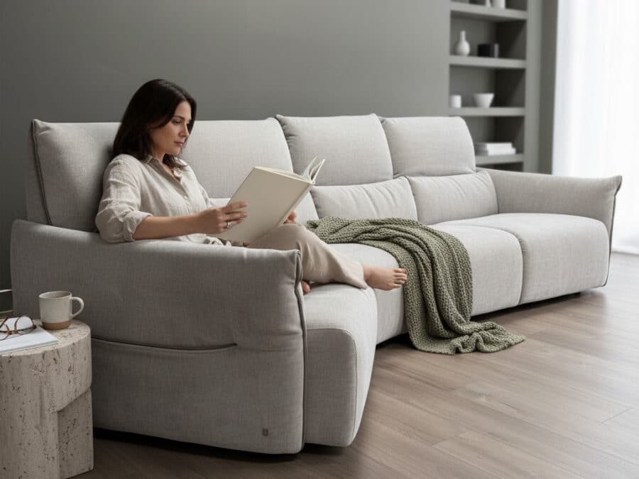 Natuzzi Italia Wellbe 4pc Power Sectional Tan -- in use