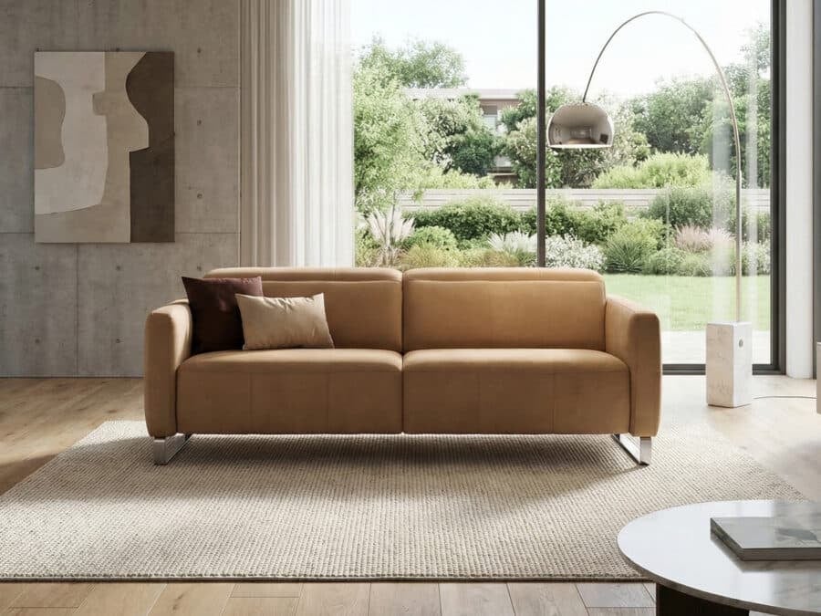 Natuzzi Italia Sophy Fabric Sofa Tan - studio view