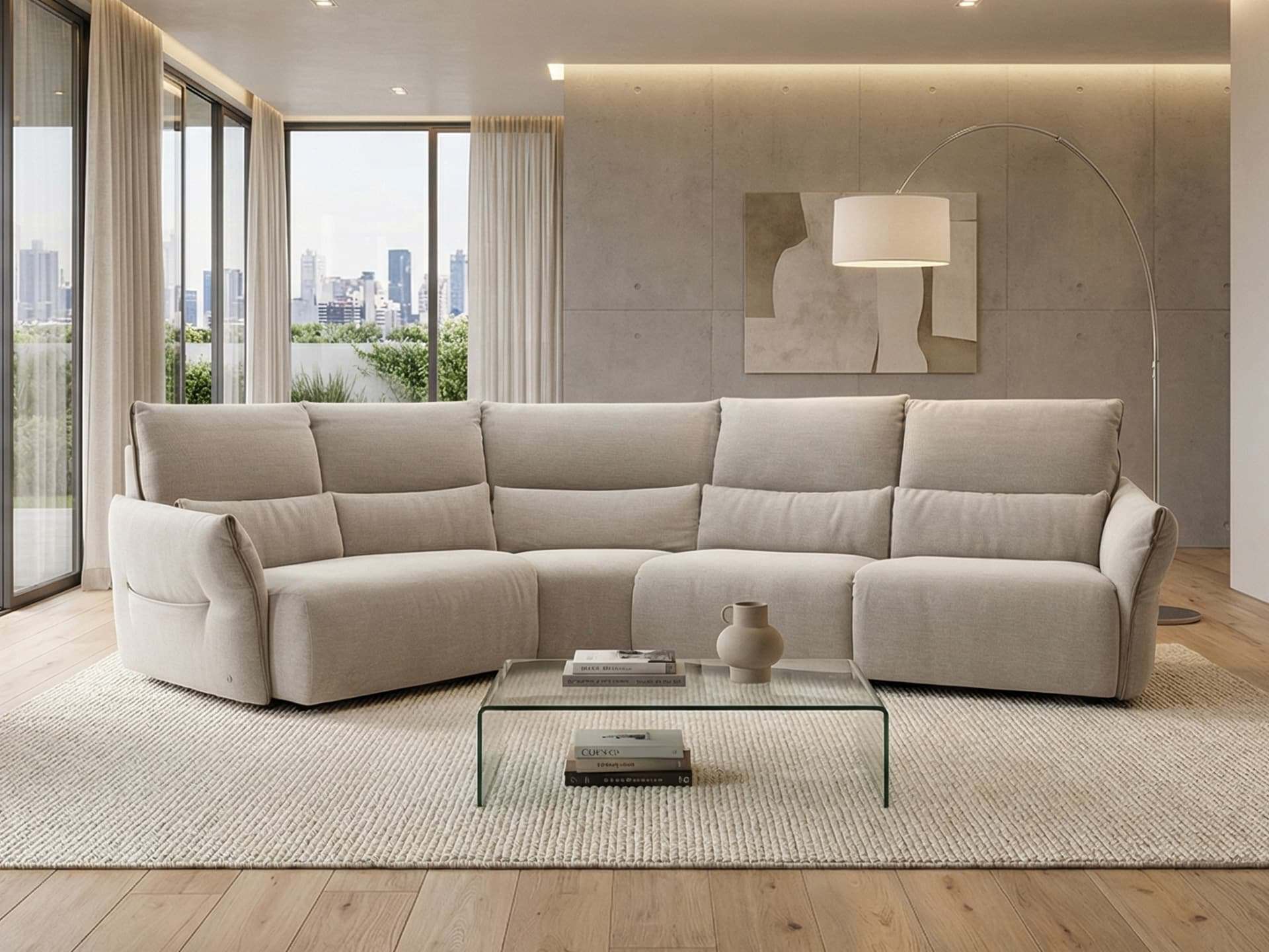 Natuzzi Italia Wellbe 4pc Power Sectional Tan