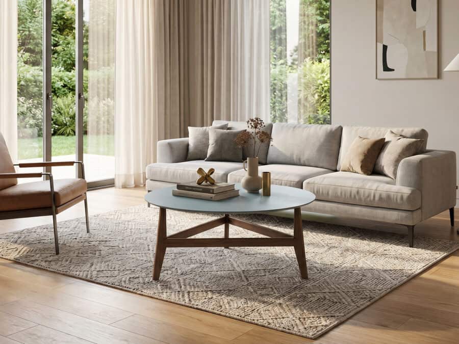 Natuzzi Editions Plettro Central Table Blue Stained Walnut