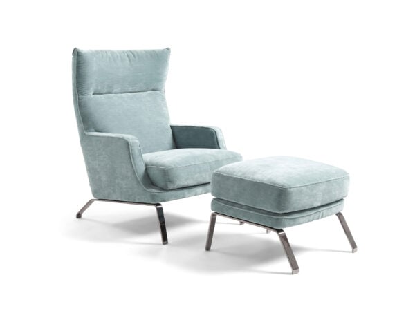 Natuzzi Italia Clemmie Armchair with Ottoman Fabric Accent Chair with Ottoman