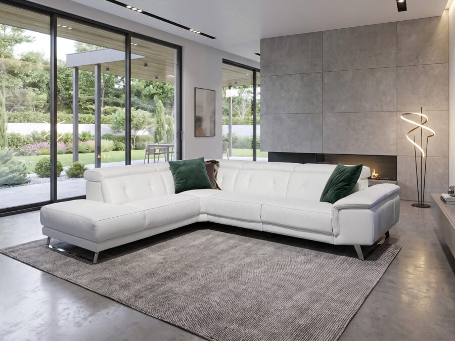 Estro Milano Arizona Power Sectional White Leather