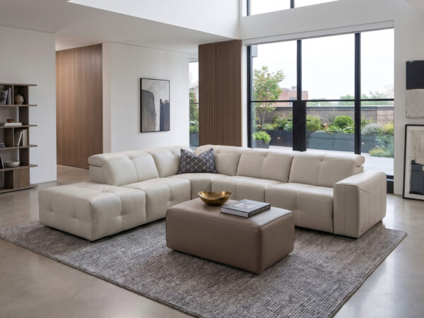 Estro Milano - Milano 4pc Leather Power Sectional Ice