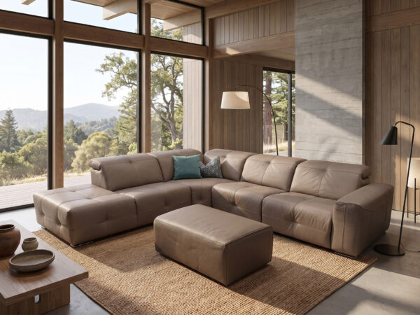 Estro Milano - Milano 4pc Leather Power Sectional Mud