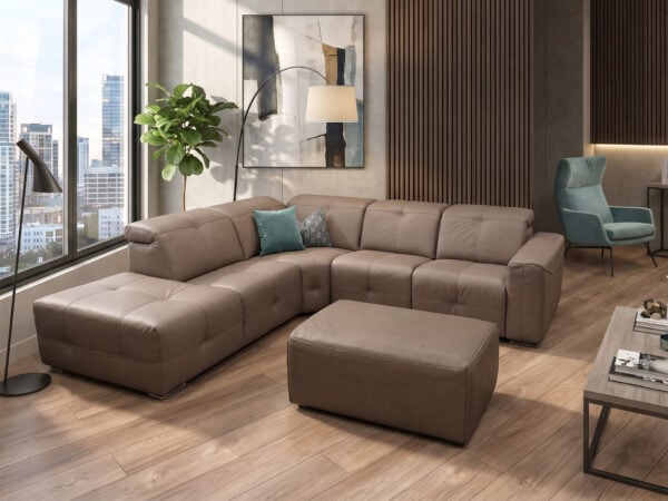 Estro Milano - Milano 4pc Leather Power Sectional Mud