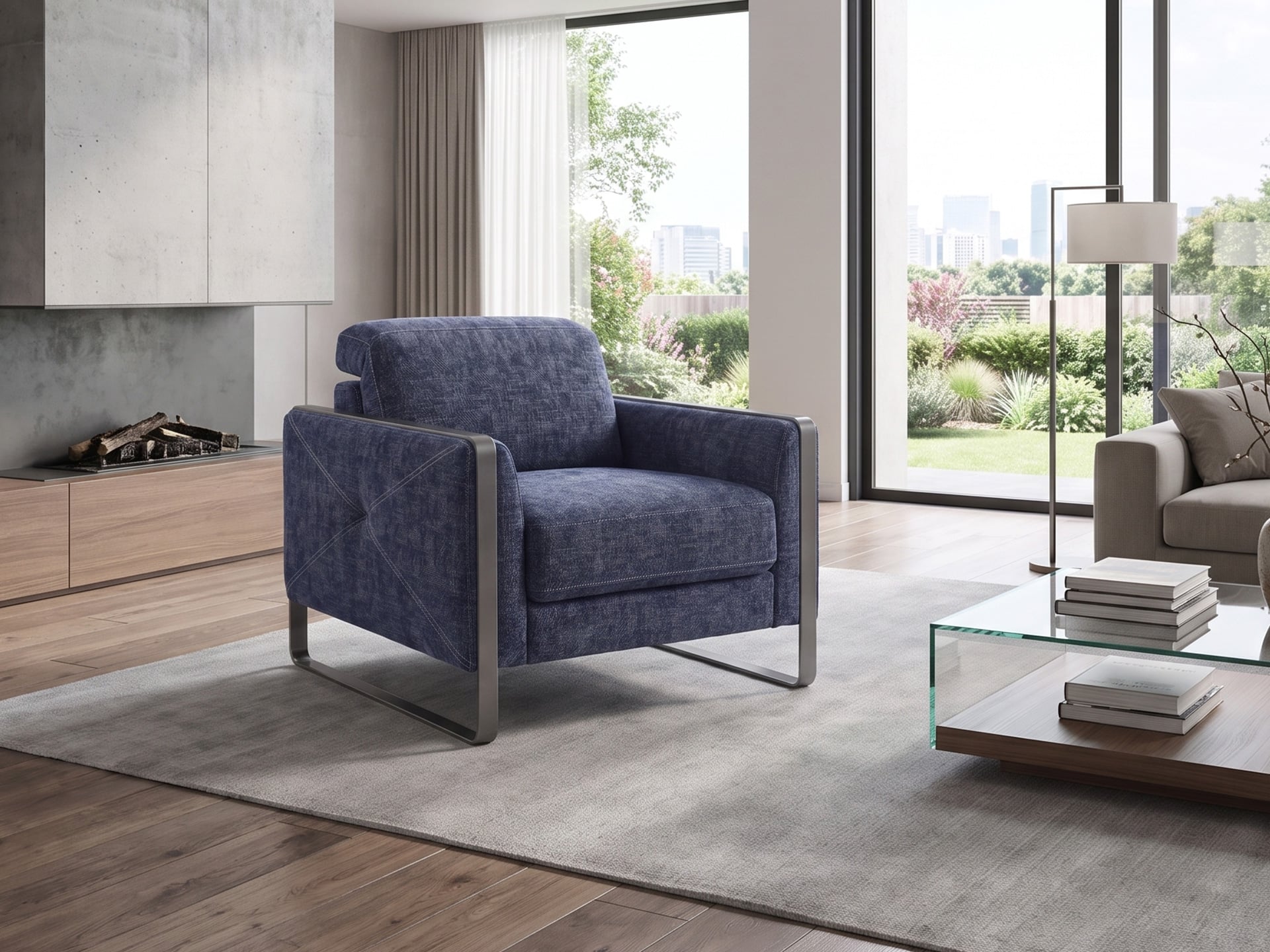 Estro Milano Montecarlo Armchair Blue Fabric