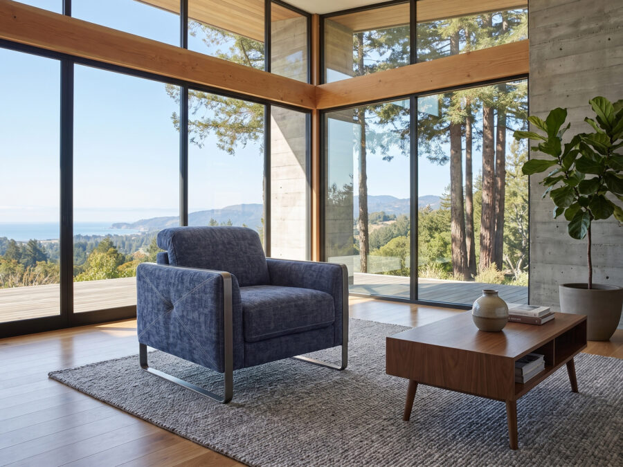 Estro Milano Montecarlo Armchair Blue Fabric