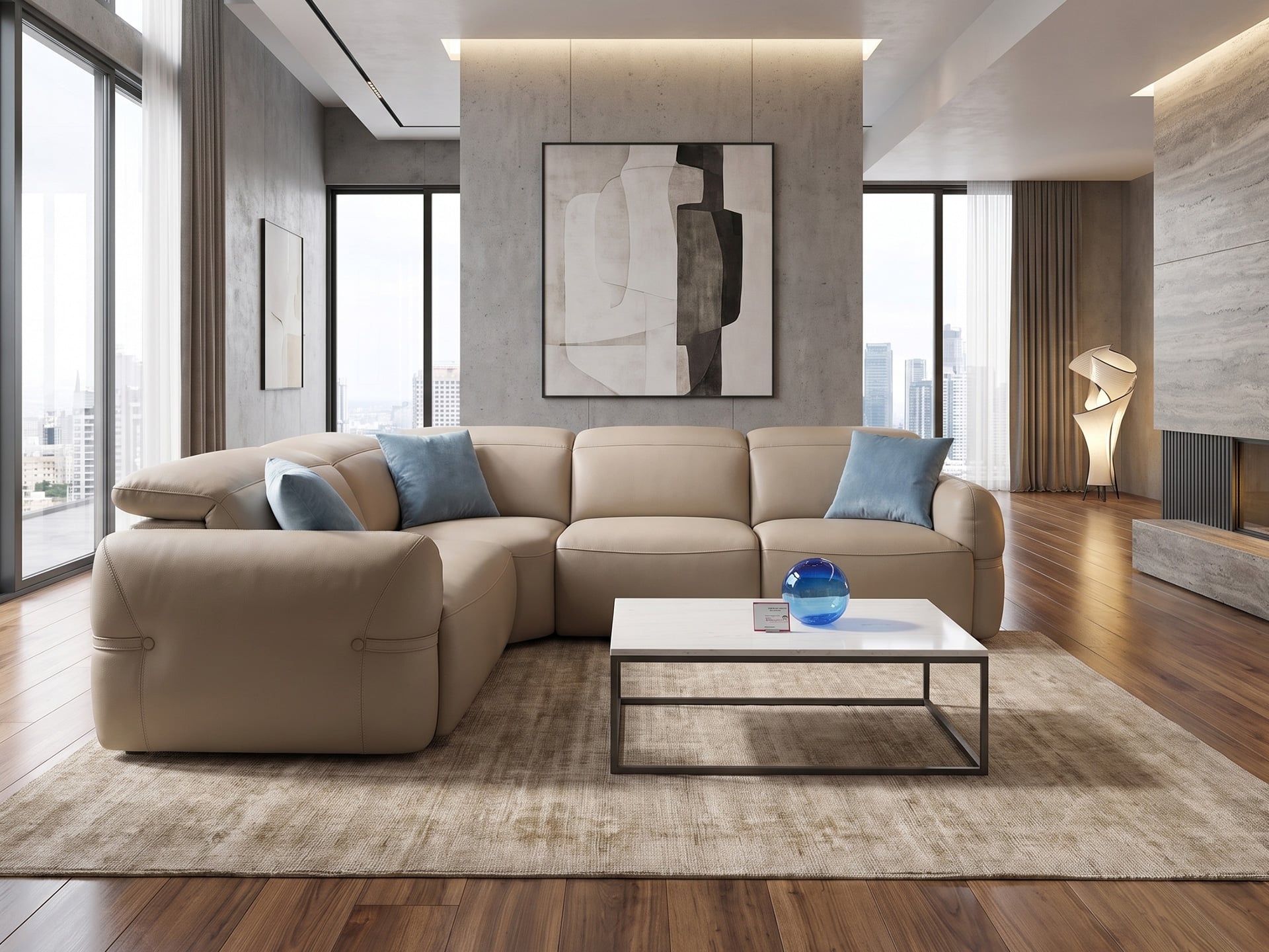 Estro Milano - Round 4pc Sectional Sand