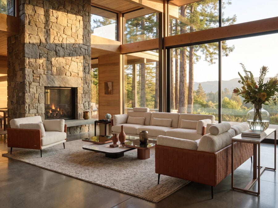 Estro Milano Loren Sofa with Headrests
