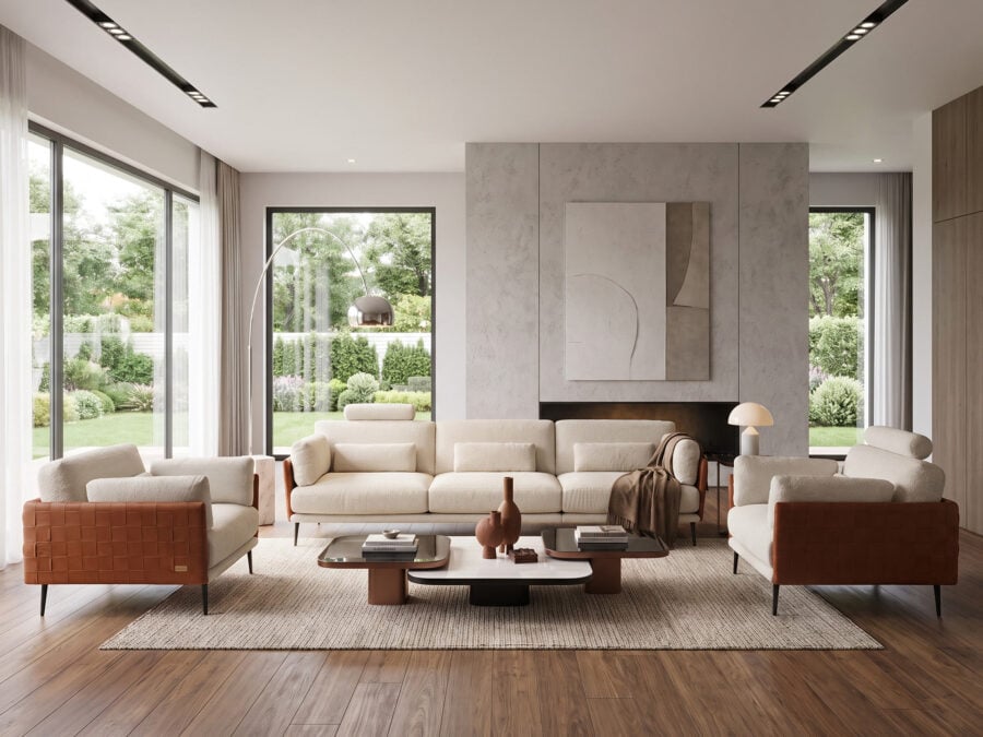 Estro Milano Loren Sofa with Headrests