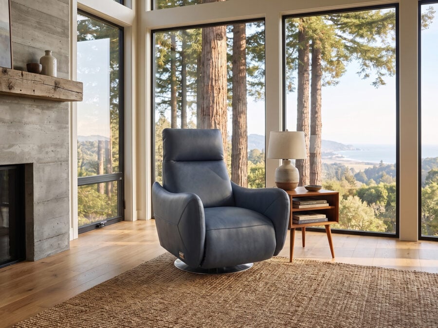 Estro Milano Rebecca Power Recliner Blue Leather