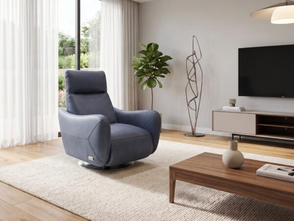 Estro Milano Rebecca Power Recliner Blue Leather