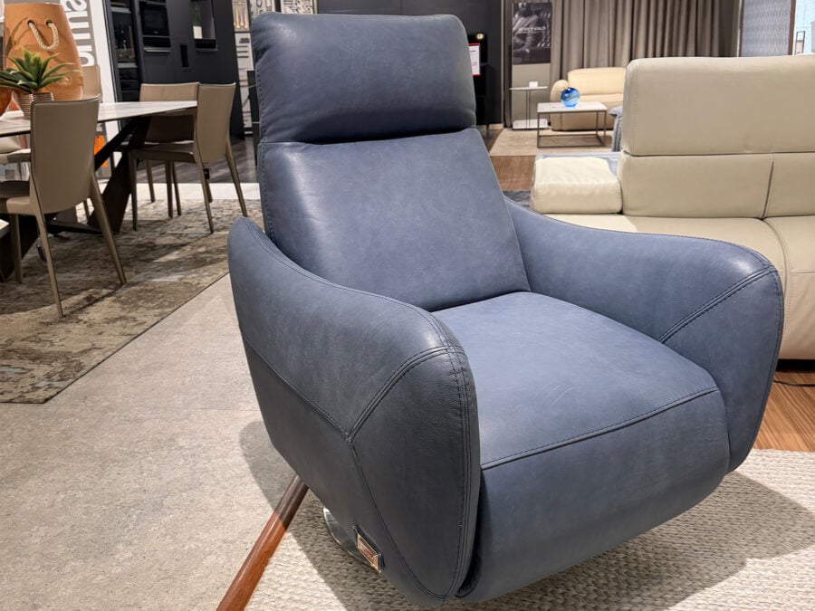 Estro Milano Rebecca Power Recliner Blue Leather
