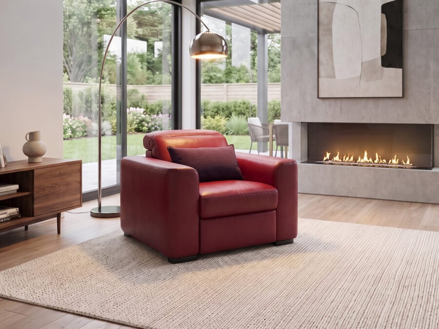 ItalSofa Diesis Power Recliner Leather Bordeaux