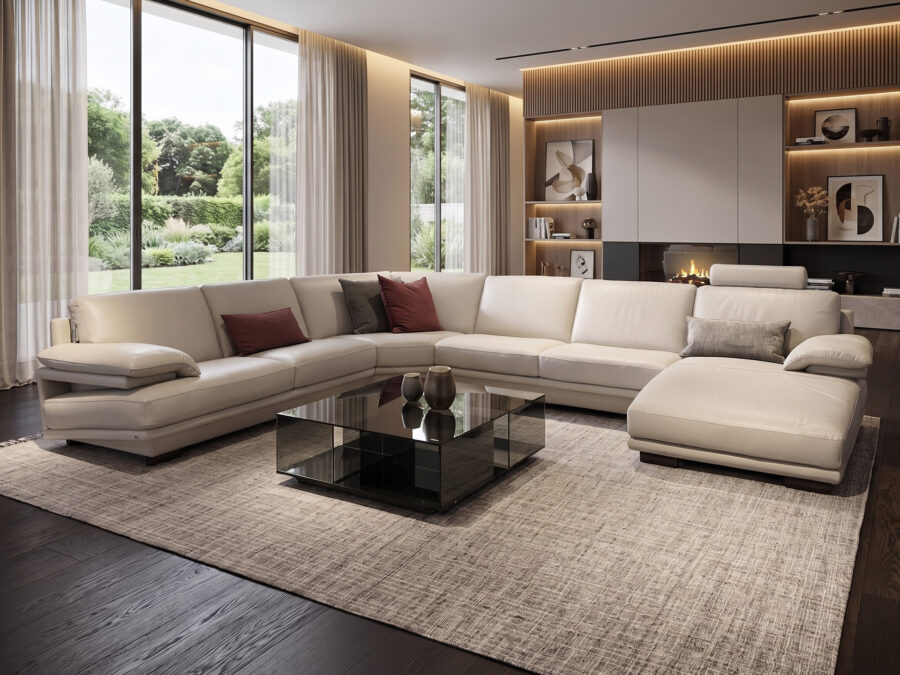 Natuzzi Italia Plaza 5pc Leather Sectional