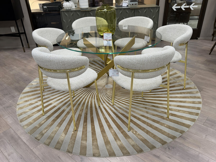 Bontempi Barone Round Table Round Transparent Glass Gold Finish