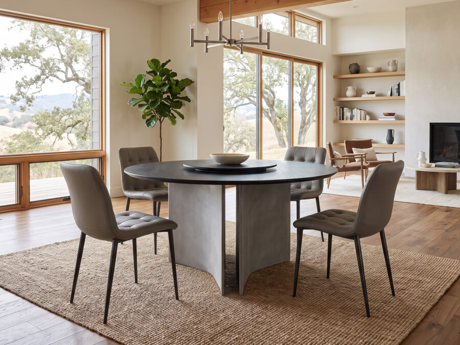 Bontempi - Magnum Round Table with Charcoal Oak top