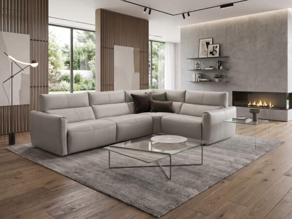 Natuzzi Italia Galaxy 4pc Power Sectional light grey